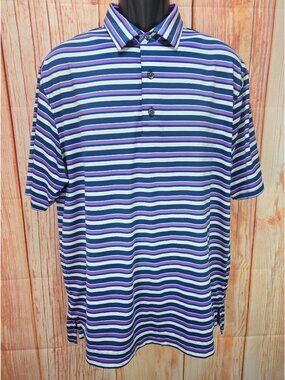 FootJoy Mens Blue & Purple Striped Golf Polo Size Large